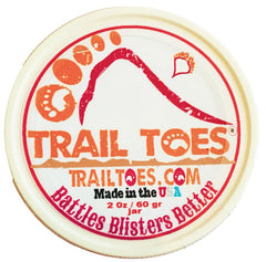 Trail Toes jar front view showing balm texture and lasting skin protection