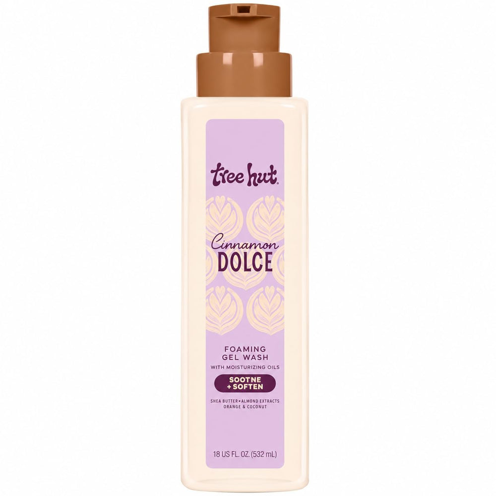 Tree Hut front pump bottle showing product and cozy scent benefits
