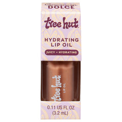 Tree Hut tube front view showing label and glossy finish benefit