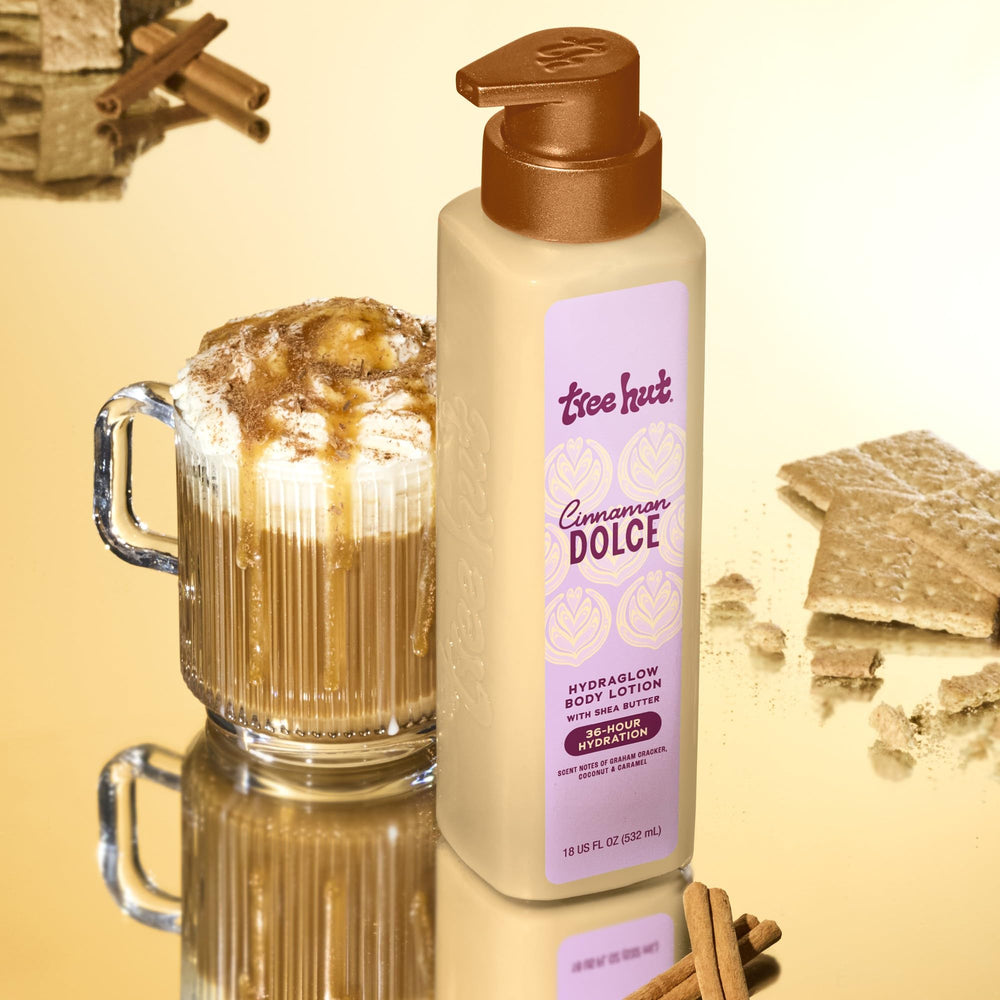 Tree Hut lotion texture close-up demonstrating creamy shea butter feel