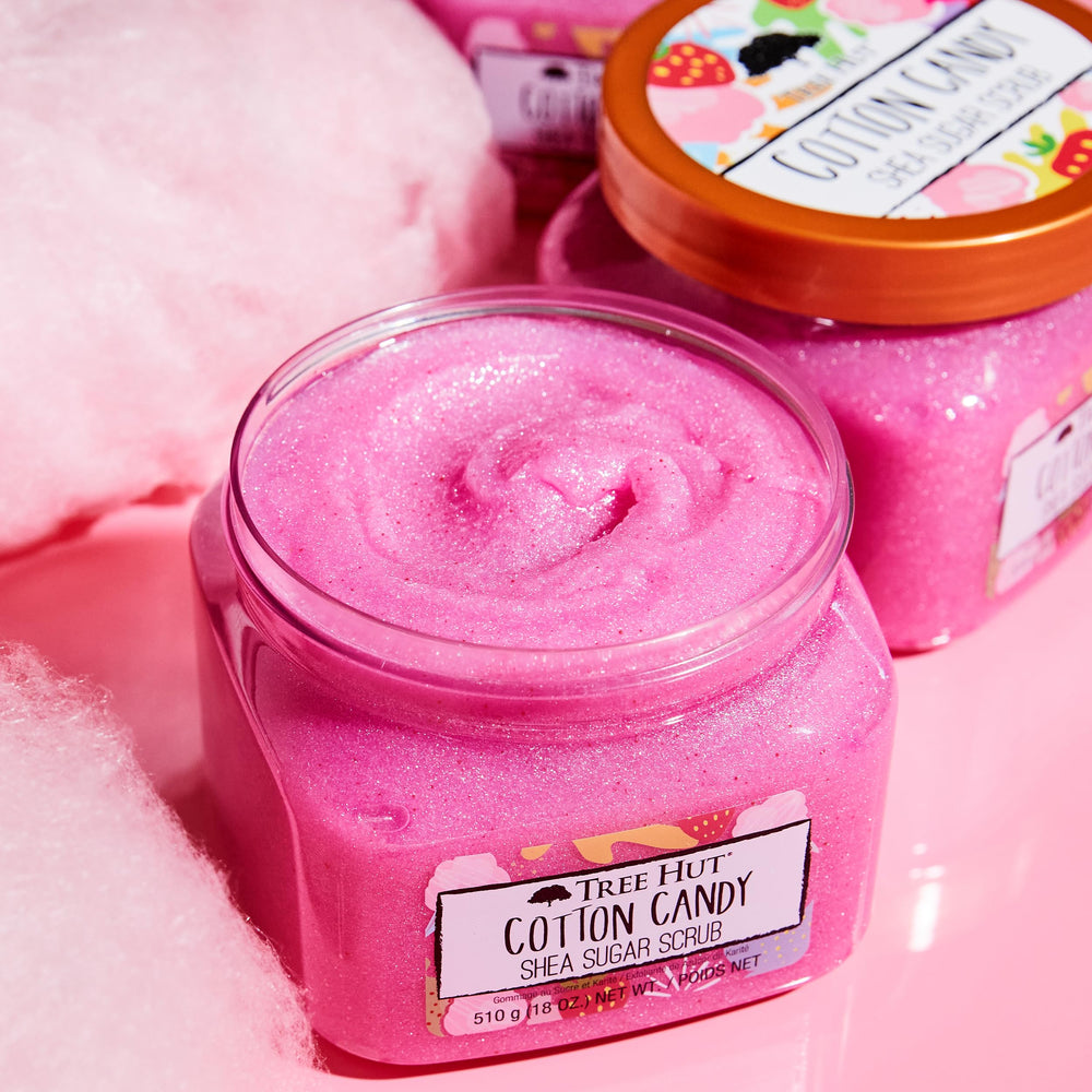 Tree Hut close-up texture of sugar scrub revealing exfoliating crystals and moisturizing oils