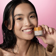 Tree Hut lip mask applied on lips demonstrating hydrated look