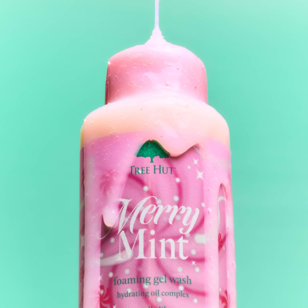 Tree Hut bottle placed in shower setting evoking refreshing daily use benefit
