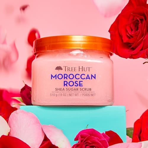 Tree Hut ingredient bottles with argan and shea highlighting natural benefits