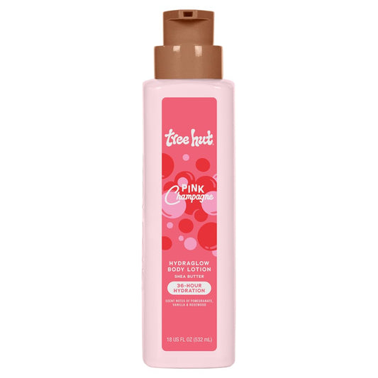 Tree Hut bottle front view showing Pink Champagne label and volume, invites daily hydration