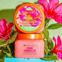 Shea butter and oil swirl detail with Tree Hut emphasizing hydration and skin softness