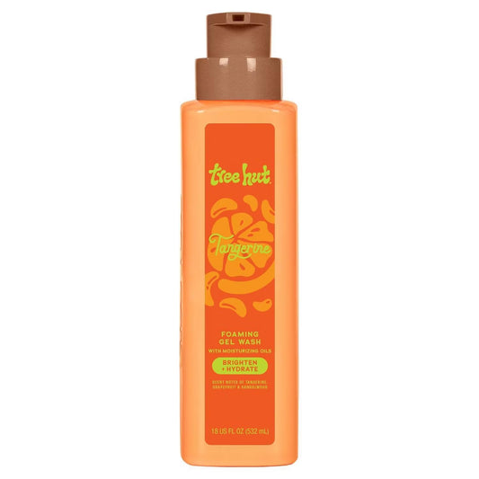 Tree Hut front packaging showing tangerine pump and label, highlights hydration