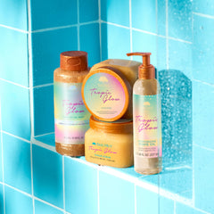 Tree Hut body wash paired with scrub and butter to extend fragrance