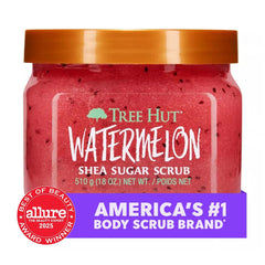 Tree Hut scrub applied in hand demonstrating creamy glide and hydration