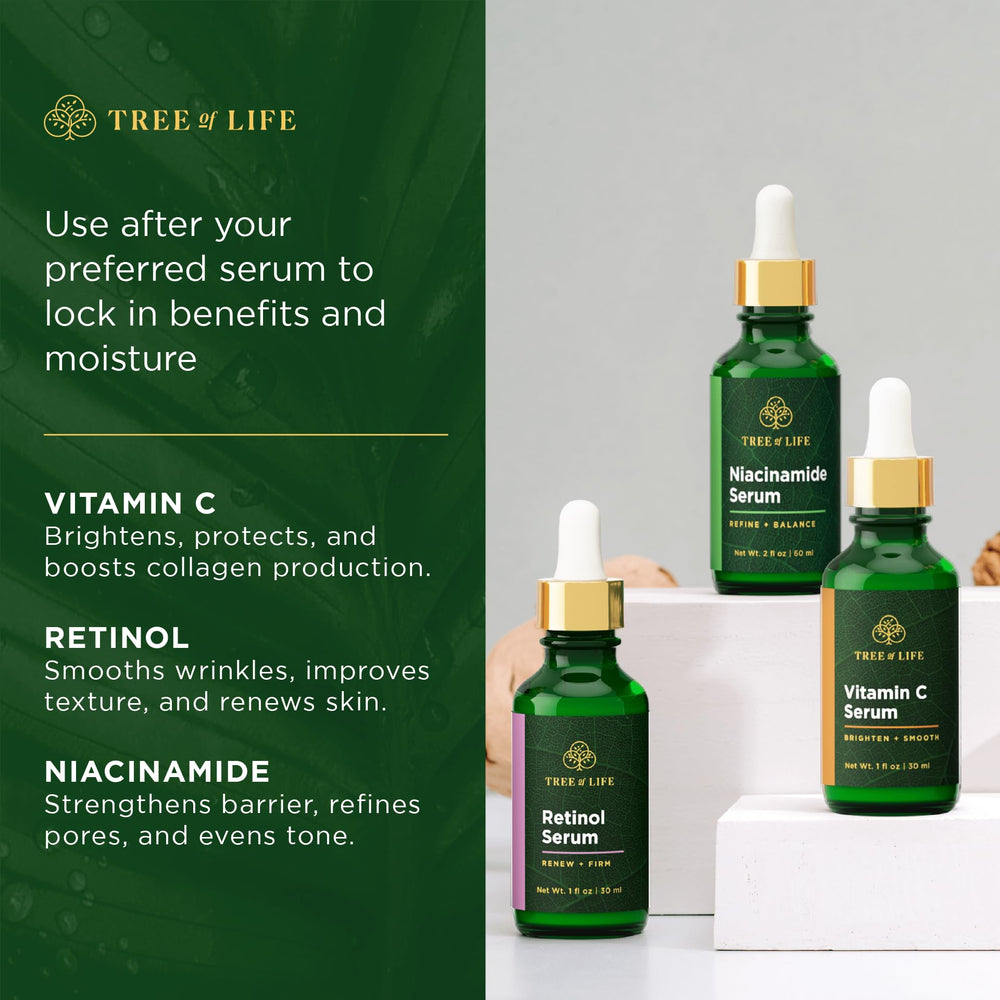 Tree of Life Beauty serum on hand demonstrating lightweight, non-greasy hydration