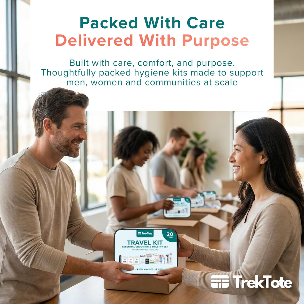 TREKTOTE stacked bulk cases ready for shelter or outreach distribution