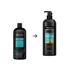 TRESemmé conditioner texture poured from bottle highlighting creamy formula and detangling benefit