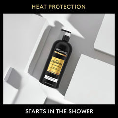 TRESemmé bottles in a shower shelf conveying organized routine and accessibility