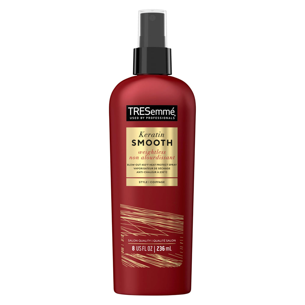 TRESemmé front packaging showing keratin smooth heat protectant benefits