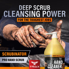 TRIAX close-up scrub texture revealing exfoliants and creamy moisturizer benefit