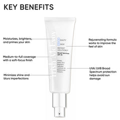 Trish McEvoy Beauty Balm being blended with a brush for even coverage benefit
