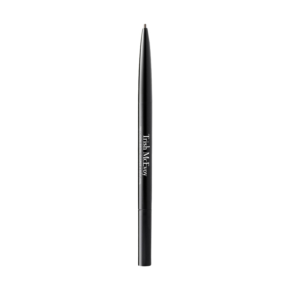 Trish McEvoy brow shaper front packaging showing sleek automatic pencil and cap, precise styling