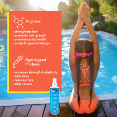 TRISWIM used after swim with child brushing hair for smoother, gentler combing