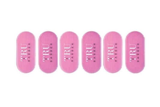 TRU BARBER pink grip pack front view showing six clips and neat storage benefit