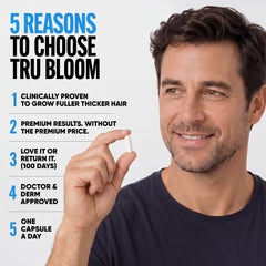 TRU BLOOM capsule contents mixed into beverage demonstrating versatile use