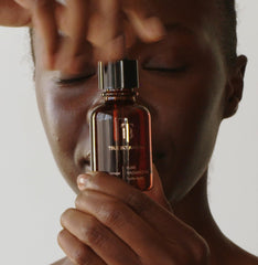 True Botanicals label detail highlighting clean, dermatologist-tested formulation