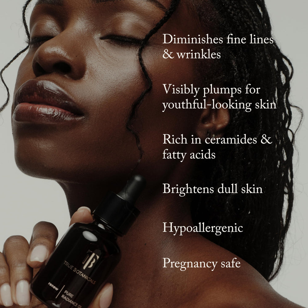 True Botanicals oil texture closeup illustrating lightweight, absorbent finish