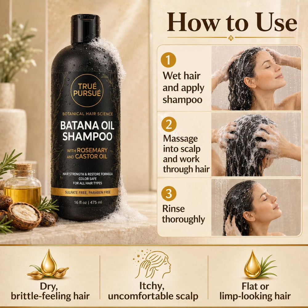TRUÉ PURSUÉ shampoo in use on wet hair delivering scalp refresh