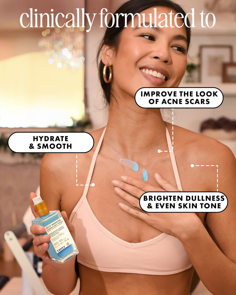 Truly application on arm showing how the potion smooths and blends into skin