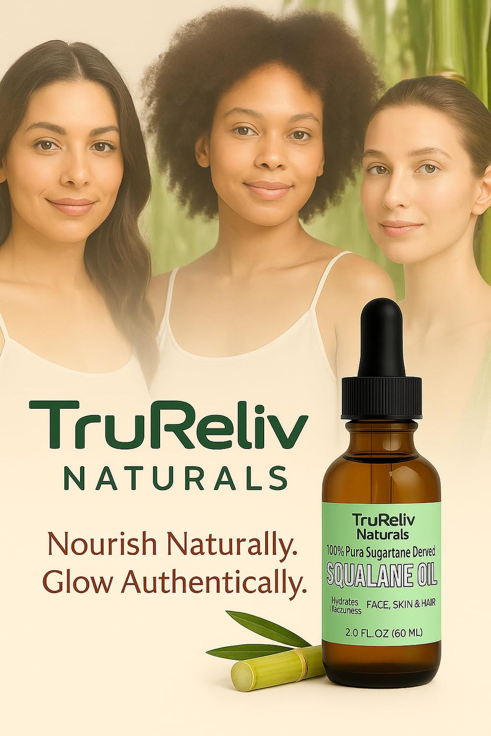 Sugarcane field ingredient source image representing TruReliv sustainable plant-derived benefit