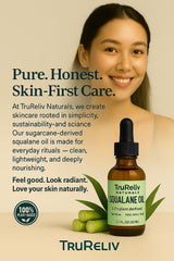 Hand holding TruReliv 2 fl oz bottle demonstrating portable size and easy use benefit