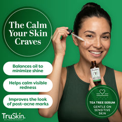 TruSkin product label close-up listing key actives for clear skin including salicylic acid and niacinamide