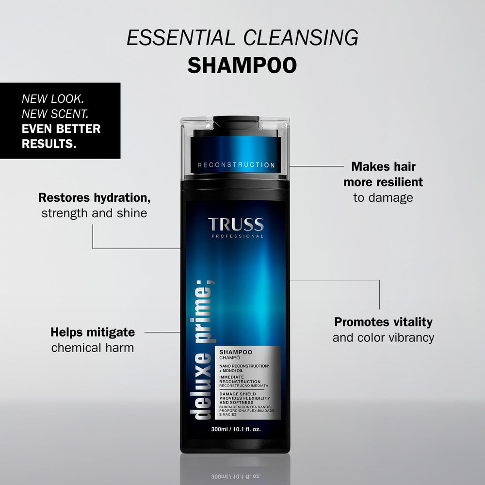 TRUSS shampoo bottle angled view highlighting design and size