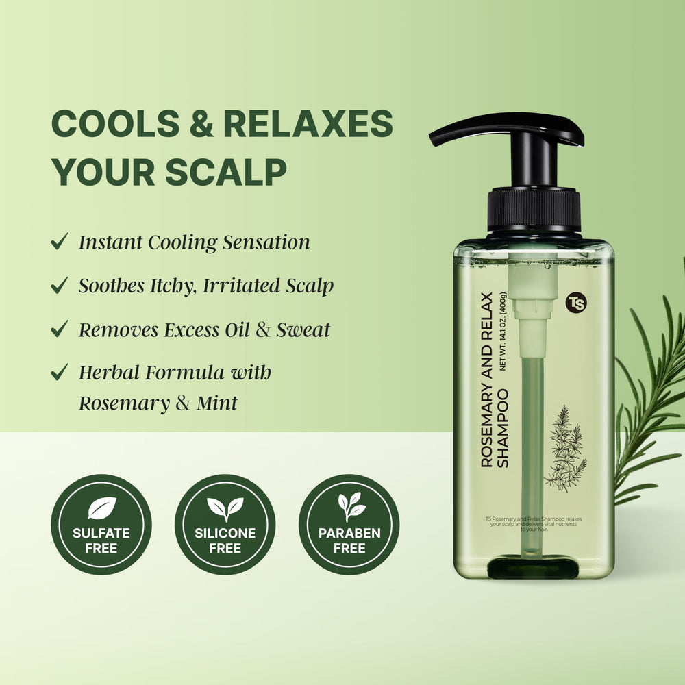 TS SHAMPOO pump dispensing rich lather demonstrating gentle cleansing foam