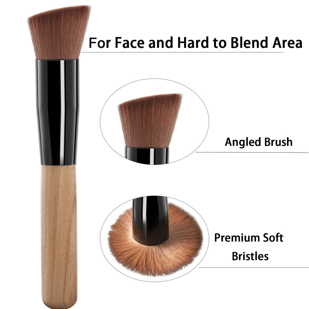 TSAIYI angled brush bristles detail offering precise facial blending and soft application