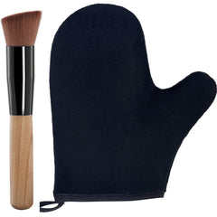 TSAIYI mitt and brush front view showing complete applicator set and neat storage benefit