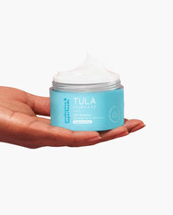 TULA cream texture closeup highlighting lightweight, non-greasy finish and hydration