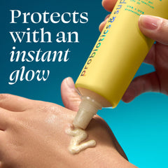 TULA gel spread on hand demonstrating dewy glow without greasy residue