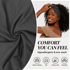 Tumurup headband beside ruler showing size and stretch fit benefit
