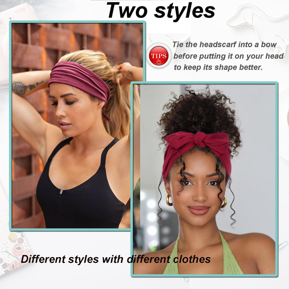 TuTive knotted headband front styling on model for secure hold benefit