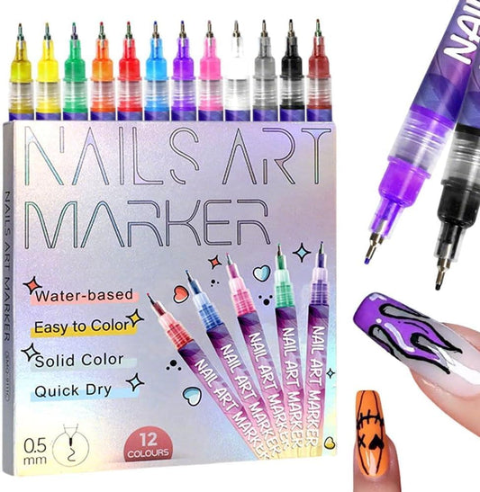 TWBBQ front packaging showing twelve colorful nail art pens and clear labeling for quick selection
