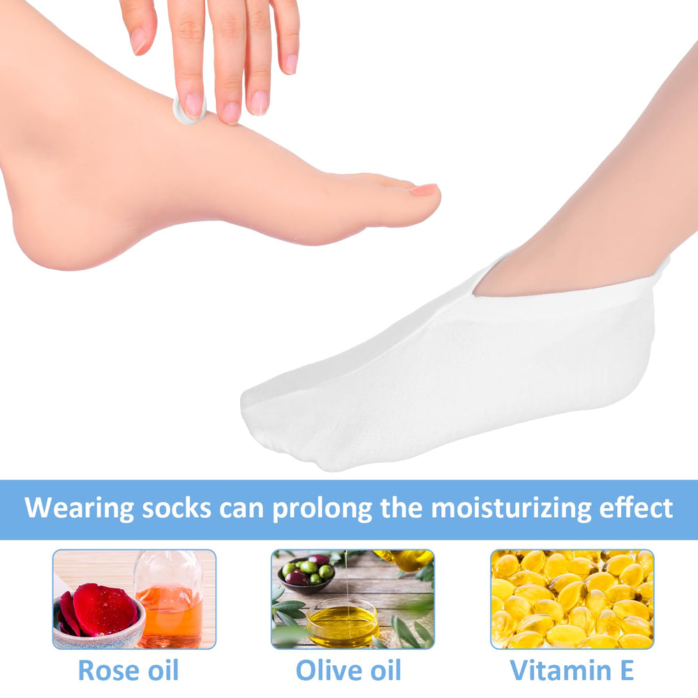 Tweruna socks worn overnight on feet demonstrating improved moisturizer absorption