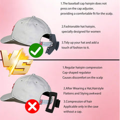 Twoheadpig clip attached to baseball cap in hair demonstrating hat friendly styling