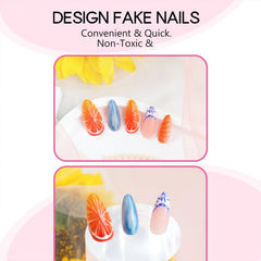 Close-up of Tyuimhx nail surface and 3D orange detail for long-lasting glossy finish