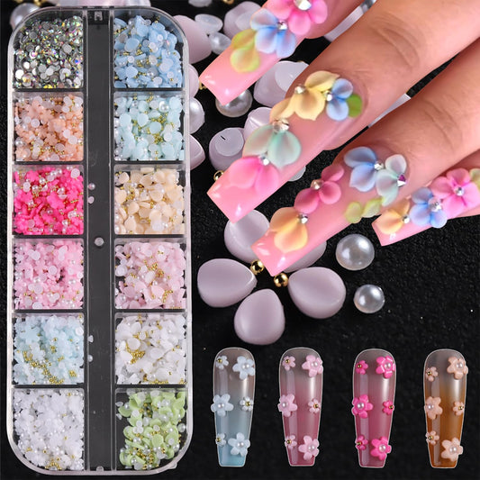 Tyuimhx front packaging showing 12-grid organizer and colorful flower charms for easy selection