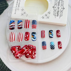 tyuimhx party nails worn with patriotic outfit for festive appearance