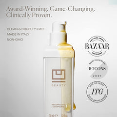 U Beauty label ingredient list closeup showing key actives for visible improvement