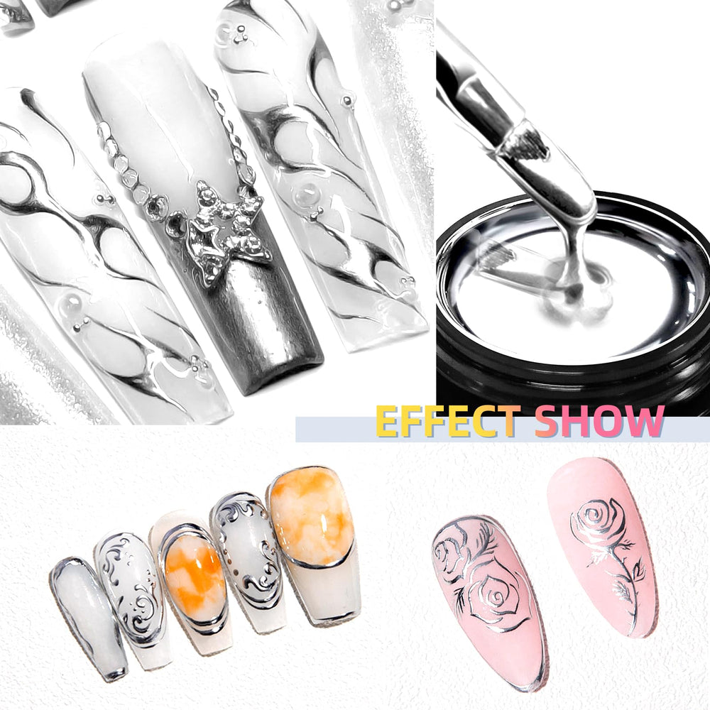 U-Shinein completed manicure with chrome accent demonstrating high-gloss shine