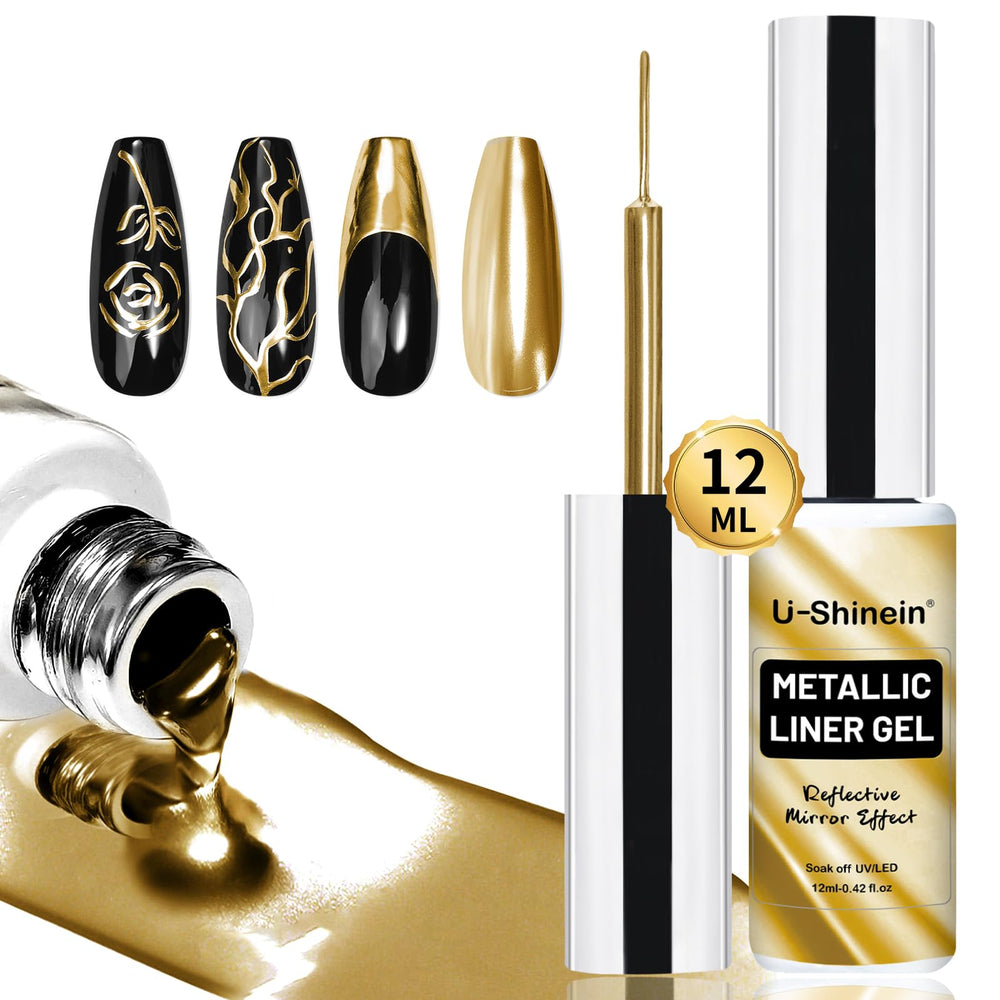 U-Shinein front bottle metallic gel showing glossy mirror benefit