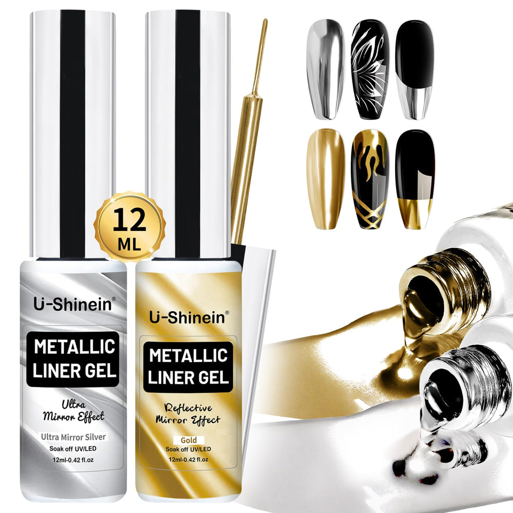 U-Shinein front packaging showing both silver and gold liners and benefits