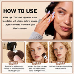 UAOE application with brush buffing foundation for natural finish benefit